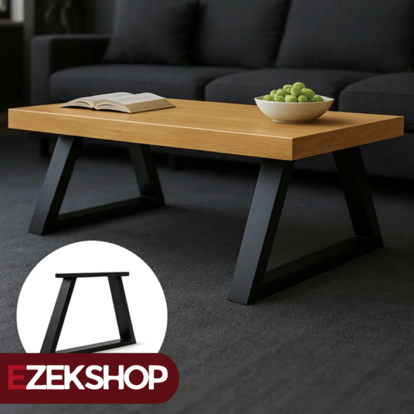 Mesita living patas de hierro tapa madera