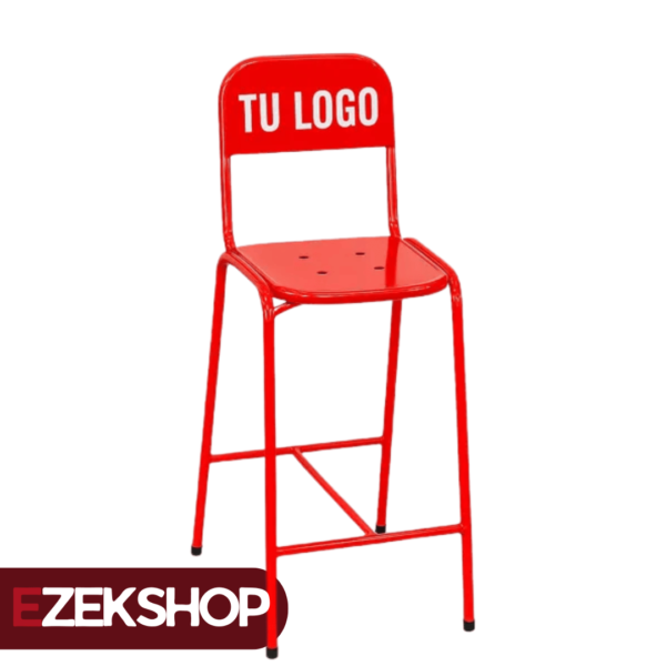 Banqueta comercial de metal con logo