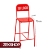 Banqueta comercial de metal con logo