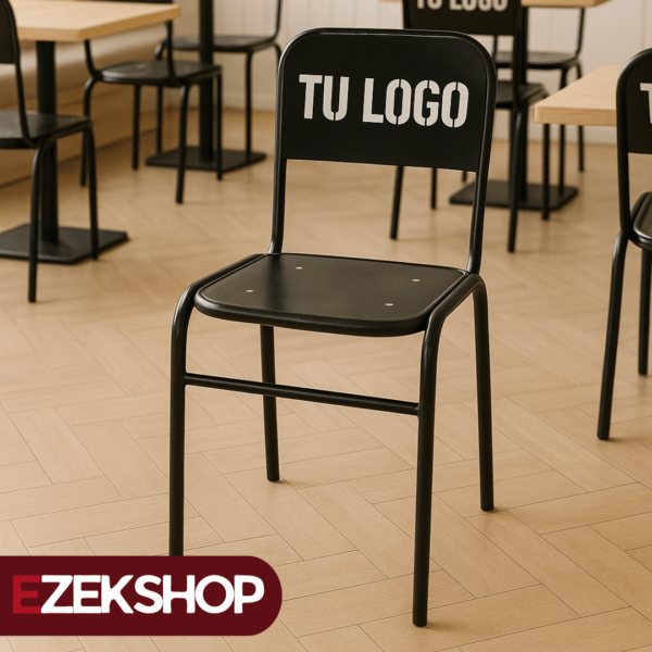 Silla con logo de metal