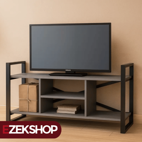 27 Rack de TV de hierro y madera
