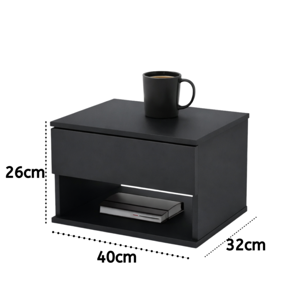 45 Mesita de luz flotante (Negro/Blanco)